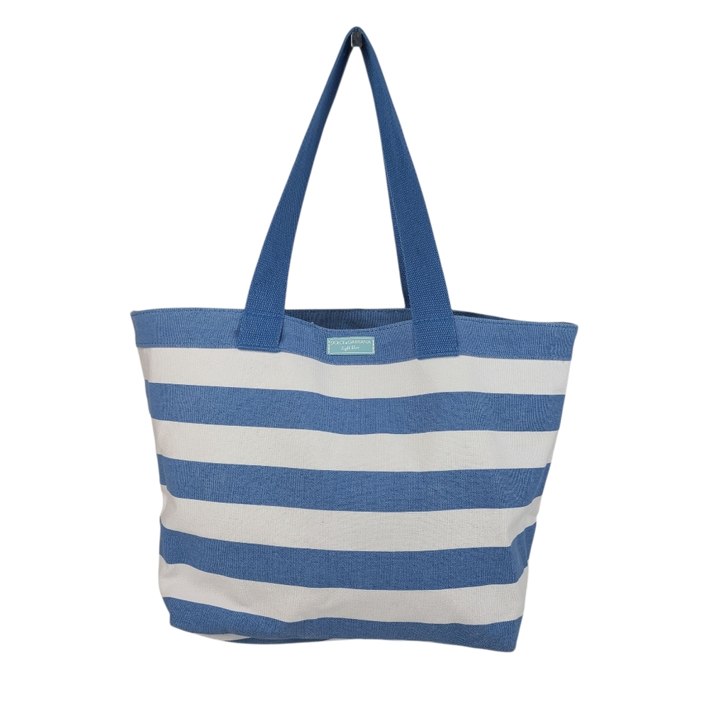 Dolce & Gabbana Light Blue Parfums Blue And White Striped Tote